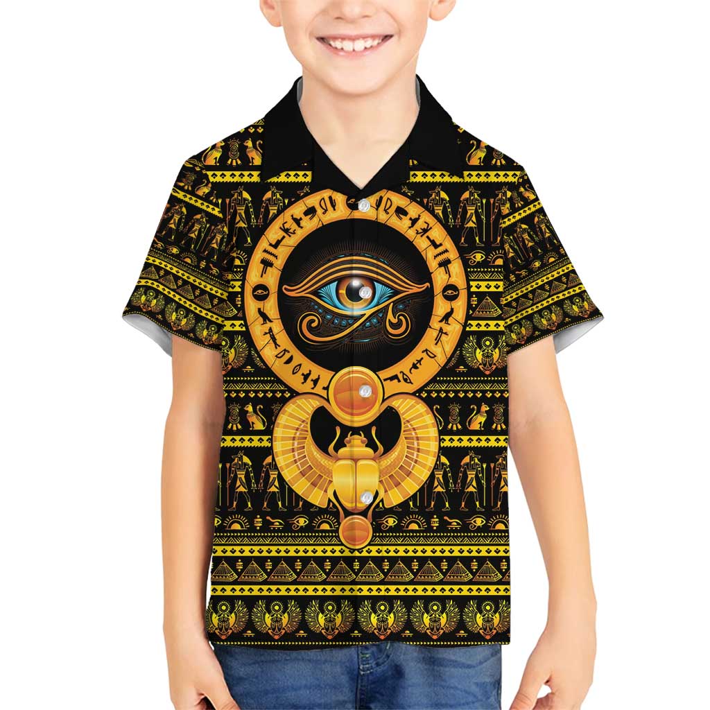 Egyptian God of The Sun Eye of Ra Family Matching Summer Maxi Dress and Hawaiian Shirt - Wonder Print Shop