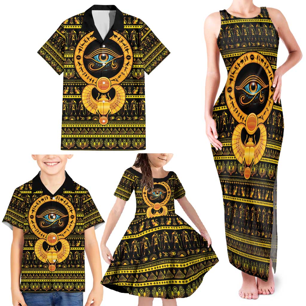 Egyptian God of The Sun Eye of Ra Family Matching Tank Maxi Dress and Hawaiian Shirt - Wonder Print Shop