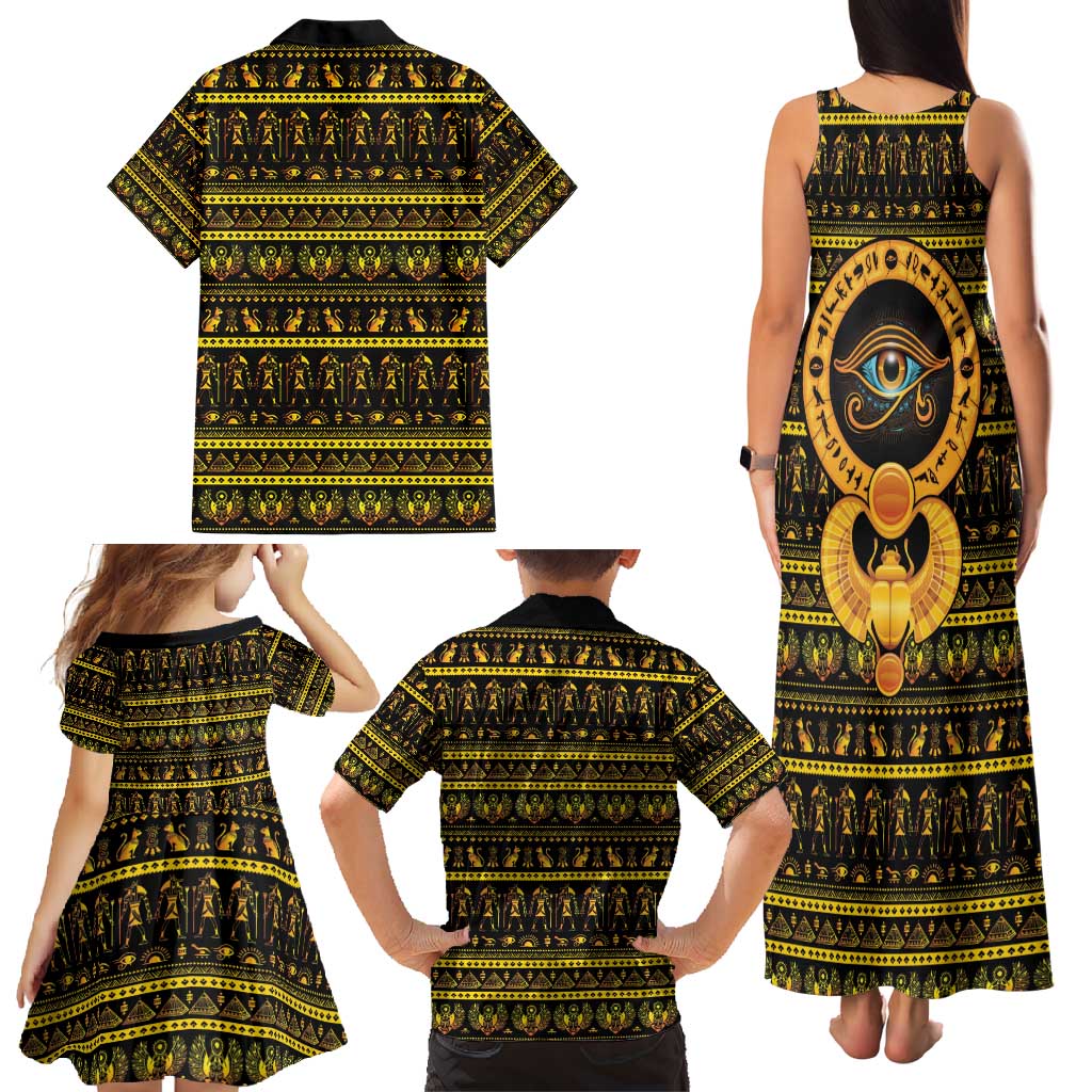 Egyptian God of The Sun Eye of Ra Family Matching Tank Maxi Dress and Hawaiian Shirt - Wonder Print Shop