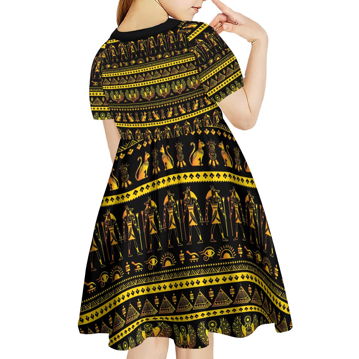 Egyptian God of The Sun Eye of Ra Kid Short Sleeve Dress - Wonder Print Shop