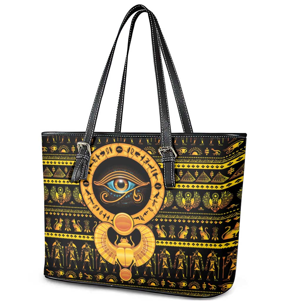 Egyptian God of The Sun Eye of Ra Leather Tote Bag - Wonder Print Shop