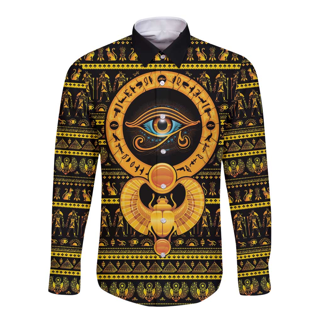 Egyptian God of The Sun Eye of Ra Long Sleeve Button Shirt - Wonder Print Shop