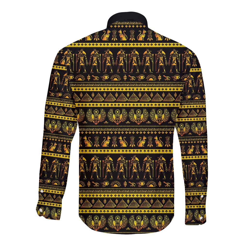 Egyptian God of The Sun Eye of Ra Long Sleeve Button Shirt - Wonder Print Shop