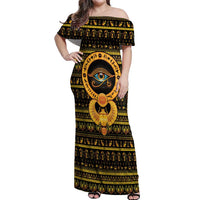 Egyptian God of The Sun Eye of Ra Off Shoulder Maxi Dress - Wonder Print Shop
