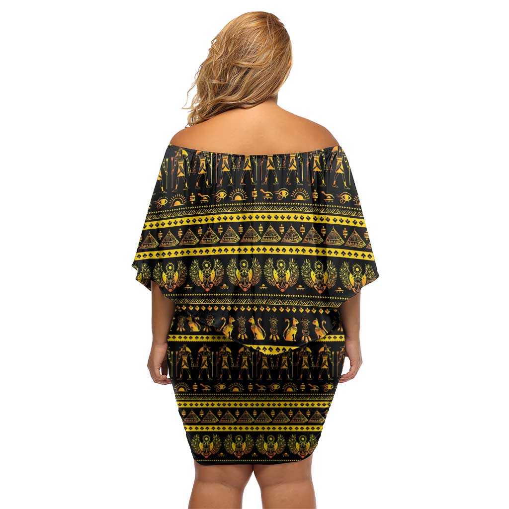 Egyptian God of The Sun Eye of Ra Off Shoulder Short Dress - Wonder Print Shop