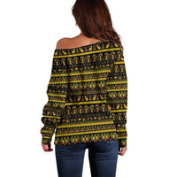 Egyptian God of The Sun Eye of Ra Off Shoulder Sweater - Wonder Print Shop