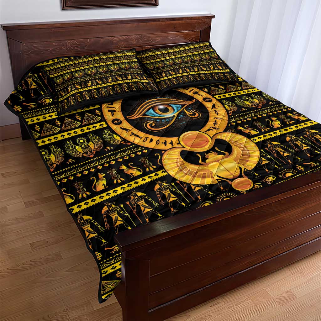 Egyptian God of The Sun Eye of Ra Quilt Bed Set - Wonder Print Shop