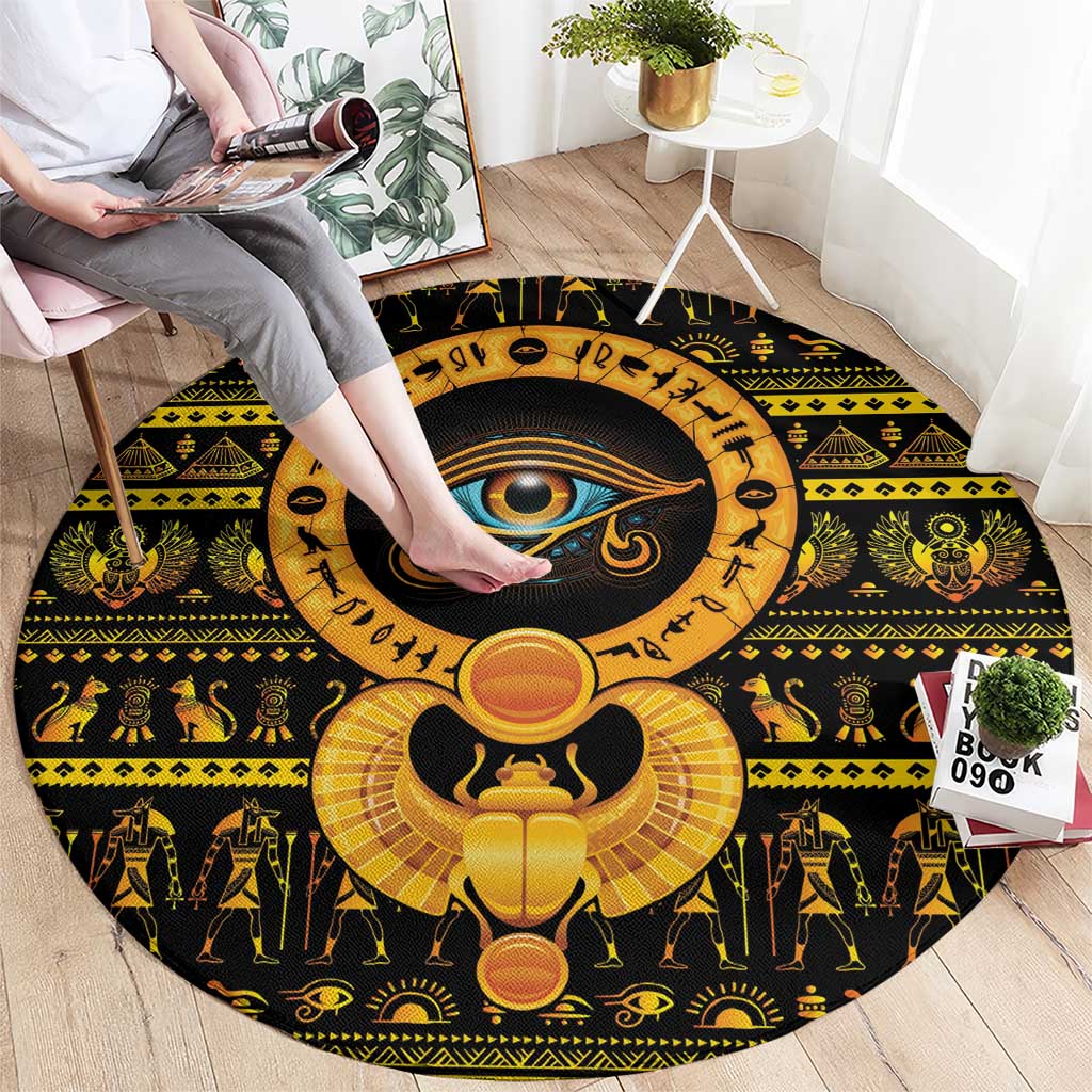 Egyptian God of The Sun Eye of Ra Round Carpet