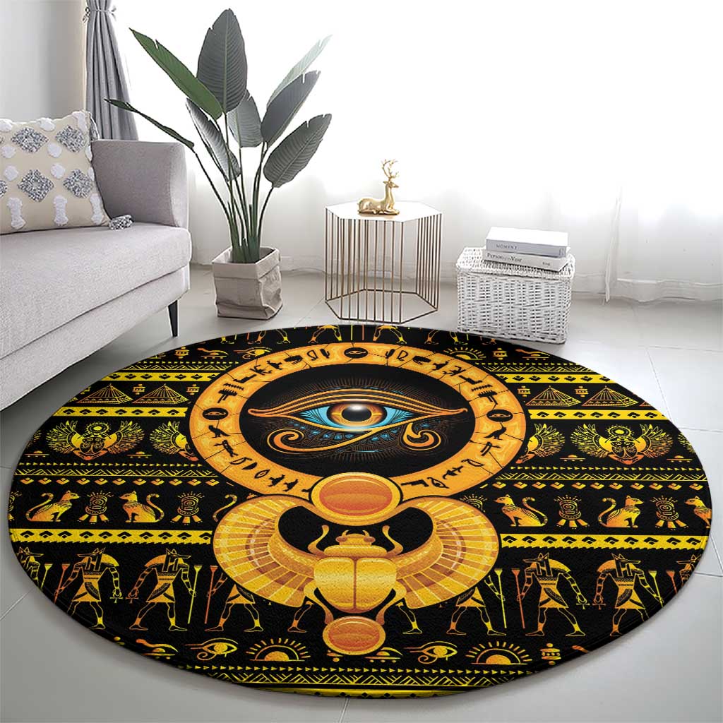 Egyptian God of The Sun Eye of Ra Round Carpet