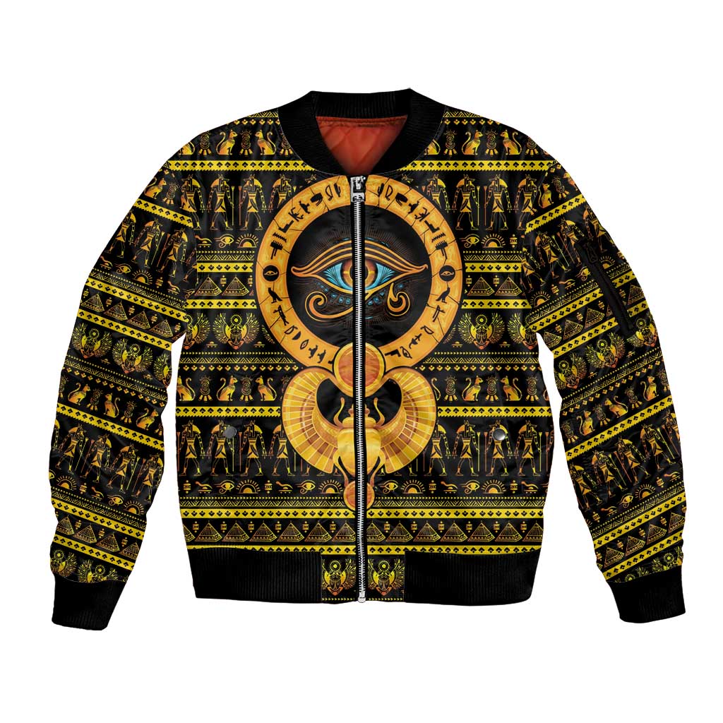 Egyptian God of The Sun Eye of Ra Sleeve Zip Bomber Jacket - Wonder Print Shop