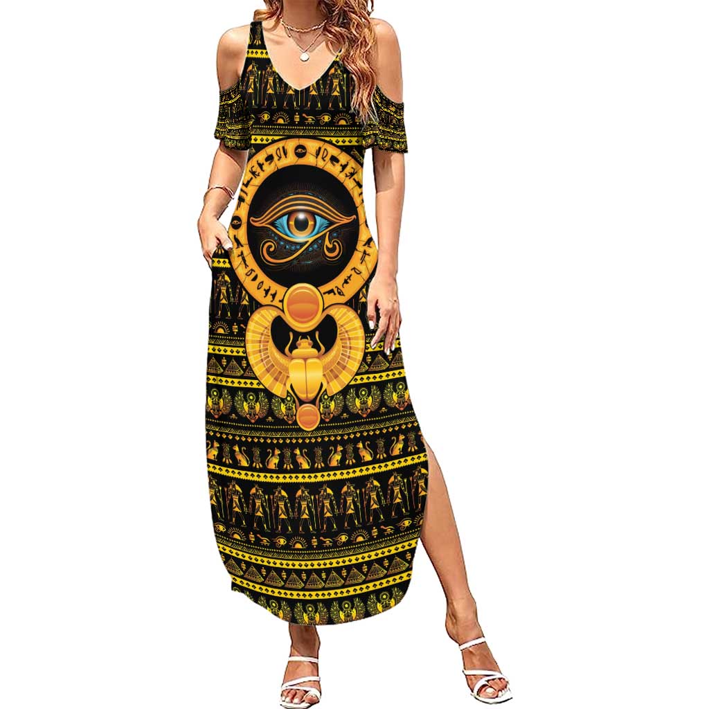 Egyptian God of The Sun Eye of Ra Summer Maxi Dress - Wonder Print Shop
