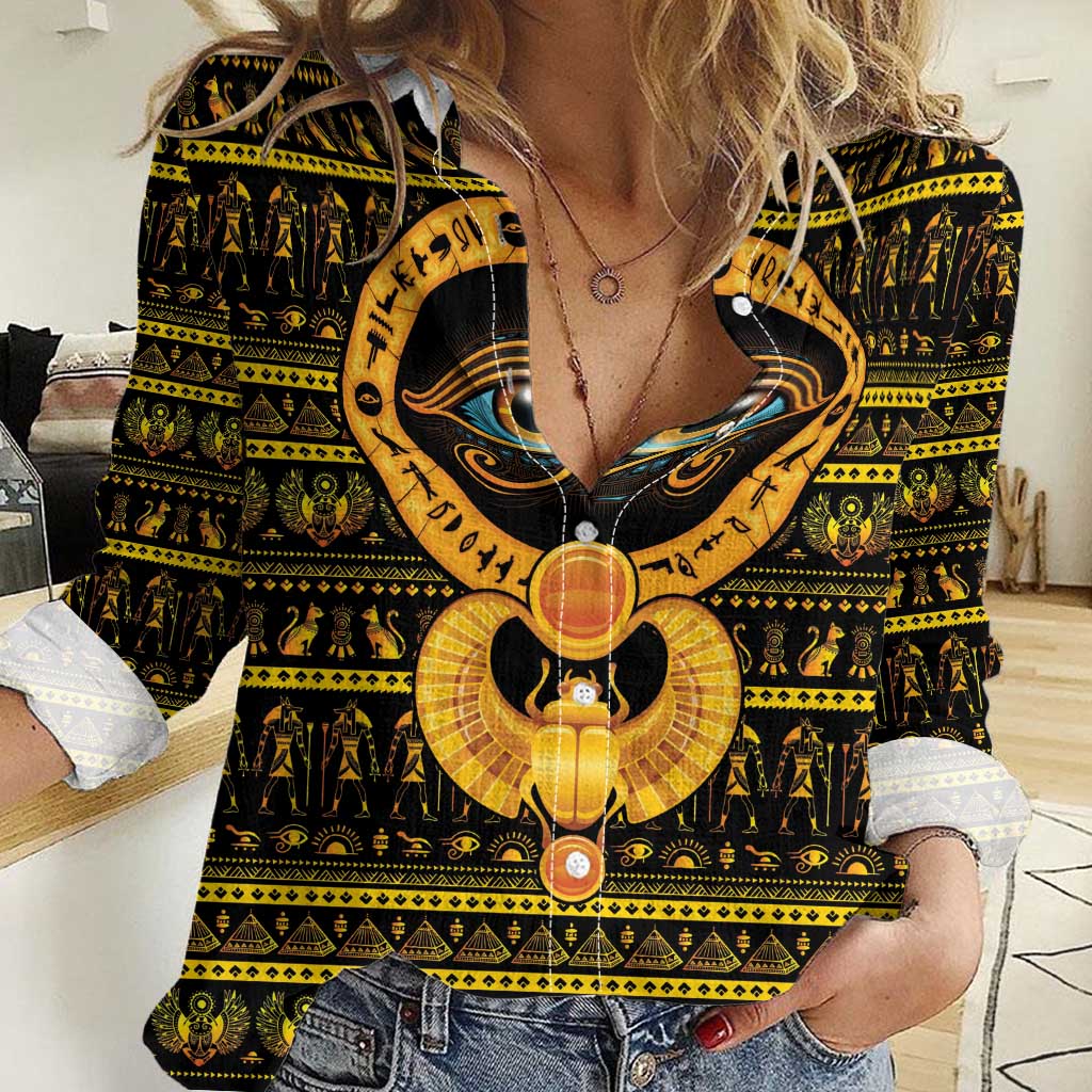 Egyptian God of The Sun Eye of Ra Women Casual Shirt - Wonder Print Shop
