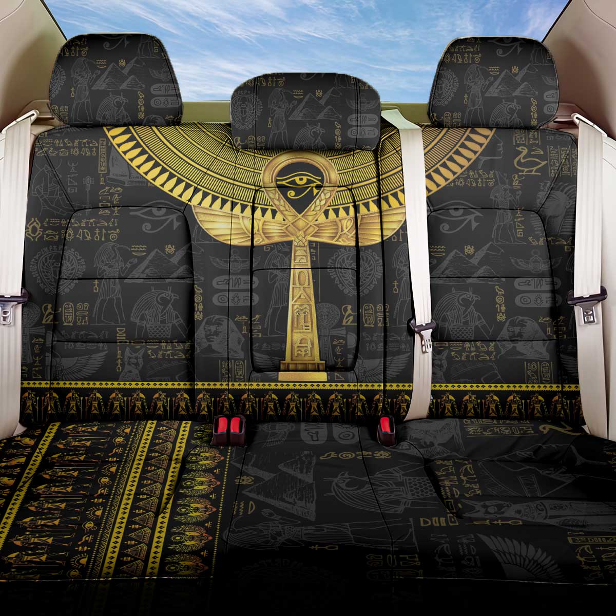 The Ankh Egyptian Hieroglyphs Back Car Seat Cover LT9 - Wonder Print Shop
