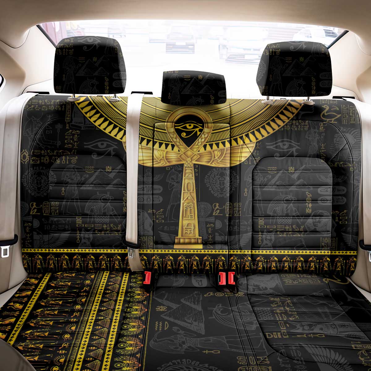 The Ankh Egyptian Hieroglyphs Back Car Seat Cover LT9 - Wonder Print Shop