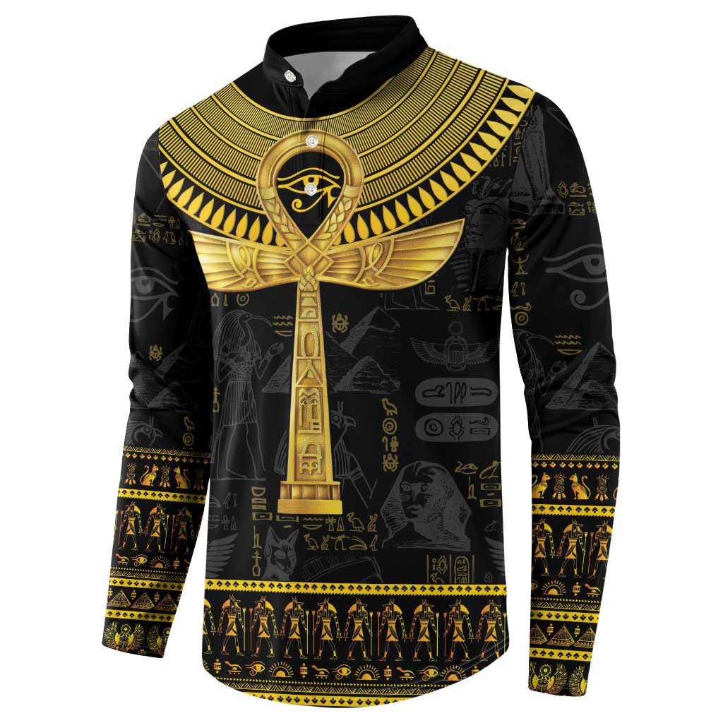 The Ankh Egyptian Hieroglyphs Button Sweatshirt LT9 - Wonder Print Shop