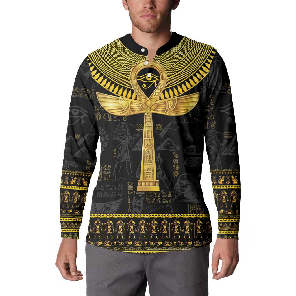 The Ankh Egyptian Hieroglyphs Button Sweatshirt LT9 - Wonder Print Shop