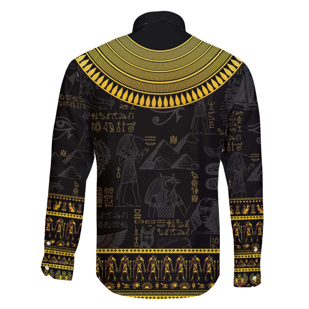 The Ankh Egyptian Hieroglyphs Family Matching Long Sleeve Bodycon Dress and Hawaiian Shirt LT9 - Wonder Print Shop