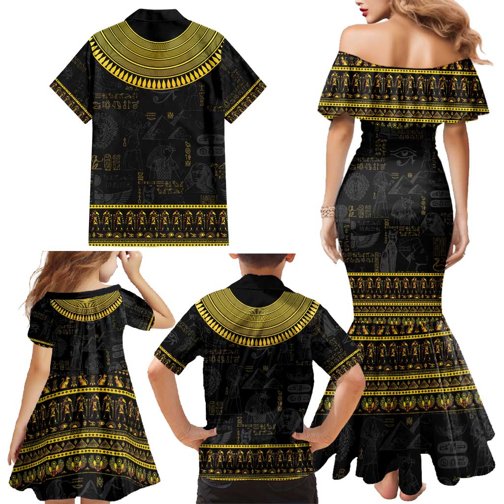 The Ankh Egyptian Hieroglyphs Family Matching Mermaid Dress and Hawaiian Shirt LT9 - Wonder Print Shop
