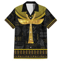 The Ankh Egyptian Hieroglyphs Family Matching Off The Shoulder Long Sleeve Dress and Hawaiian Shirt - Wonder Print Shop