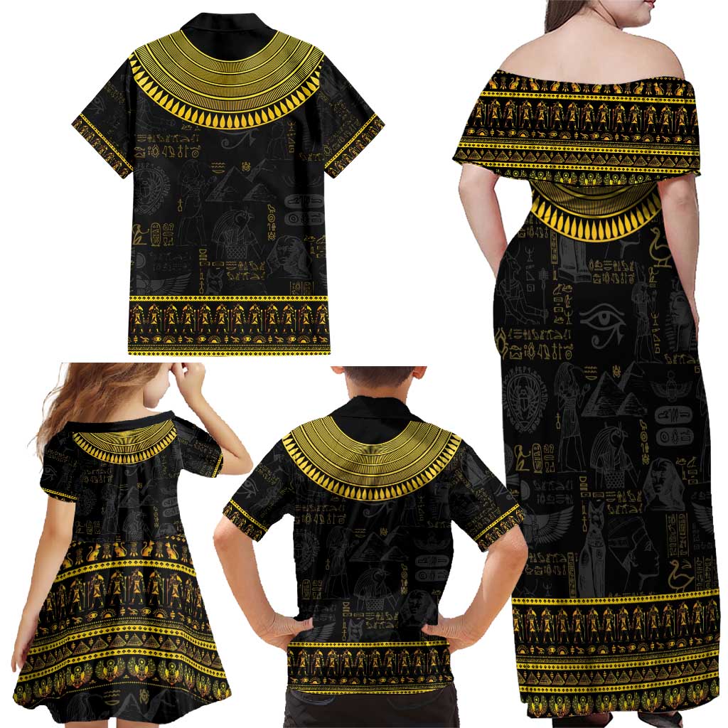 The Ankh Egyptian Hieroglyphs Family Matching Off Shoulder Maxi Dress and Hawaiian Shirt LT9 - Wonder Print Shop