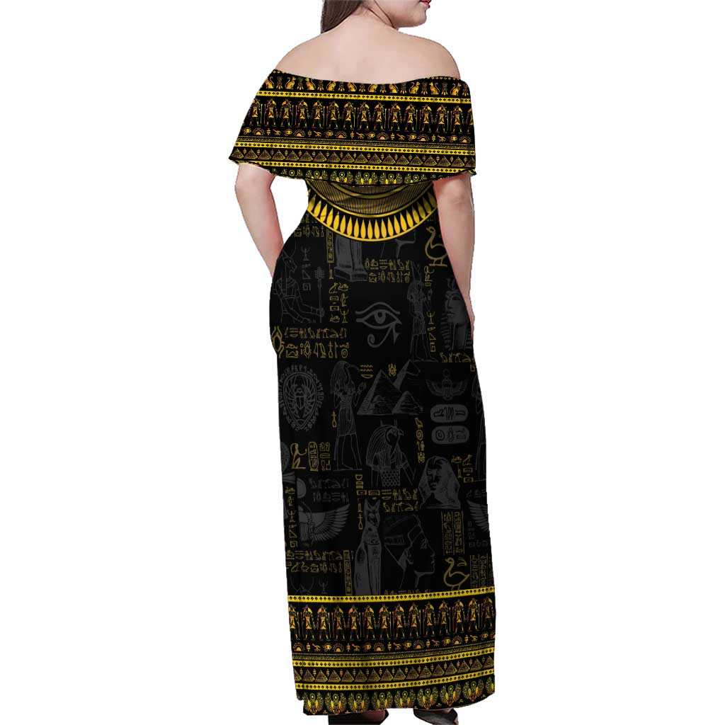 The Ankh Egyptian Hieroglyphs Family Matching Off Shoulder Maxi Dress and Hawaiian Shirt LT9 - Wonder Print Shop