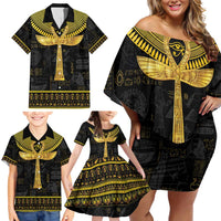 The Ankh Egyptian Hieroglyphs Family Matching Off Shoulder Short Dress and Hawaiian Shirt LT9 - Wonder Print Shop
