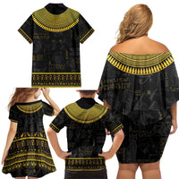 The Ankh Egyptian Hieroglyphs Family Matching Off Shoulder Short Dress and Hawaiian Shirt LT9 - Wonder Print Shop