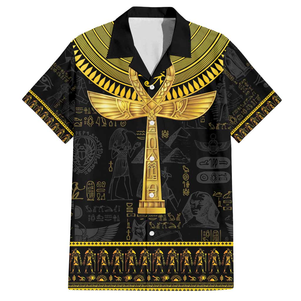 The Ankh Egyptian Hieroglyphs Family Matching Off Shoulder Short Dress and Hawaiian Shirt LT9 - Wonder Print Shop