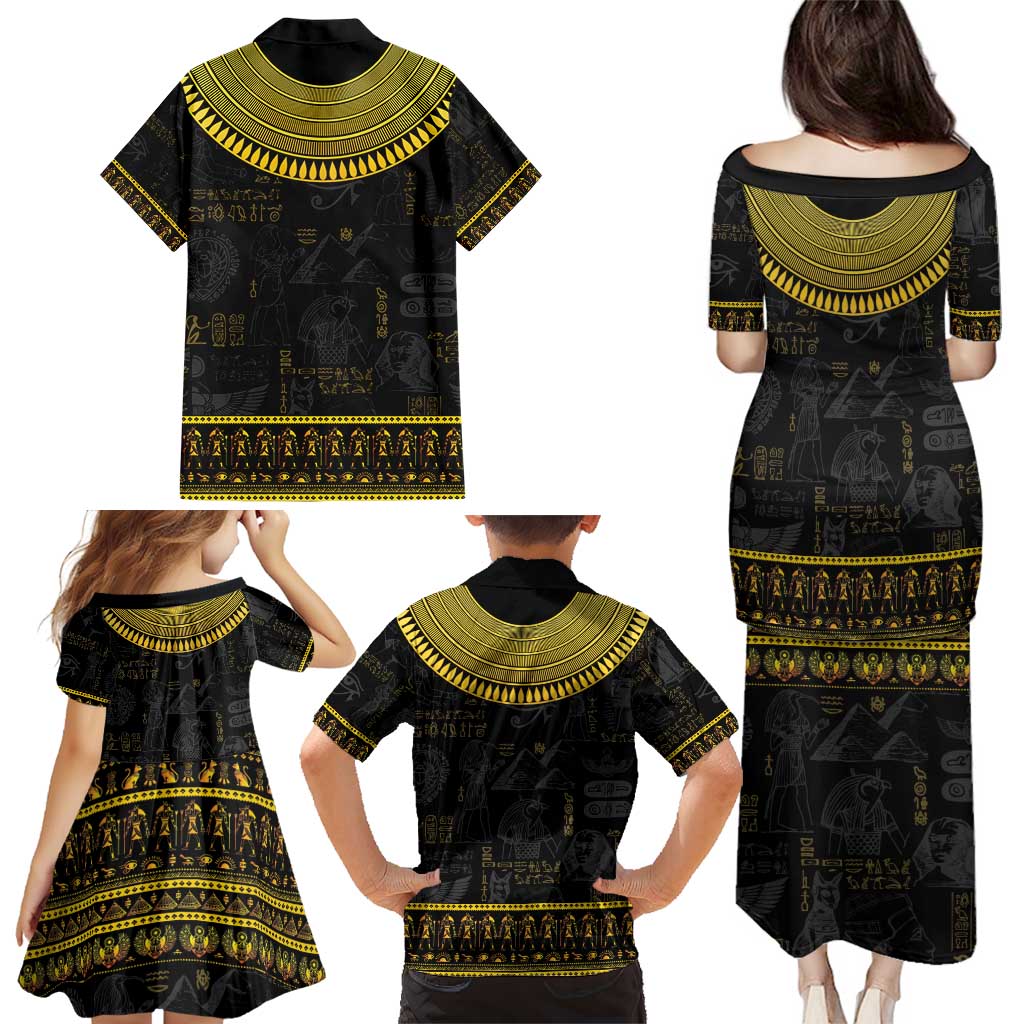 The Ankh Egyptian Hieroglyphs Family Matching Puletasi and Hawaiian Shirt - Wonder Print Shop