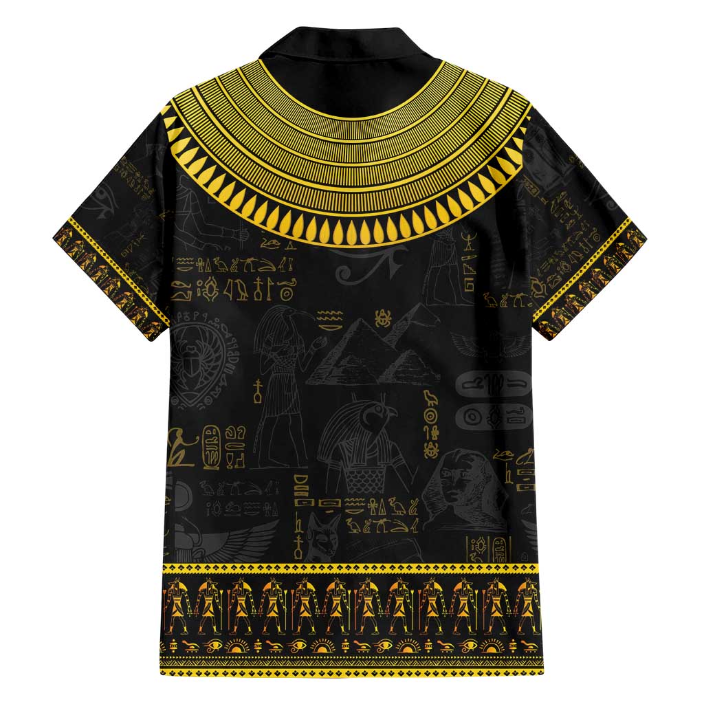 The Ankh Egyptian Hieroglyphs Family Matching Short Sleeve Bodycon Dress and Hawaiian Shirt - Wonder Print Shop