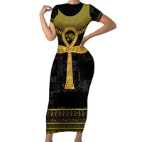 The Ankh Egyptian Hieroglyphs Family Matching Short Sleeve Bodycon Dress and Hawaiian Shirt - Wonder Print Shop