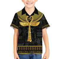 The Ankh Egyptian Hieroglyphs Family Matching Short Sleeve Bodycon Dress and Hawaiian Shirt - Wonder Print Shop