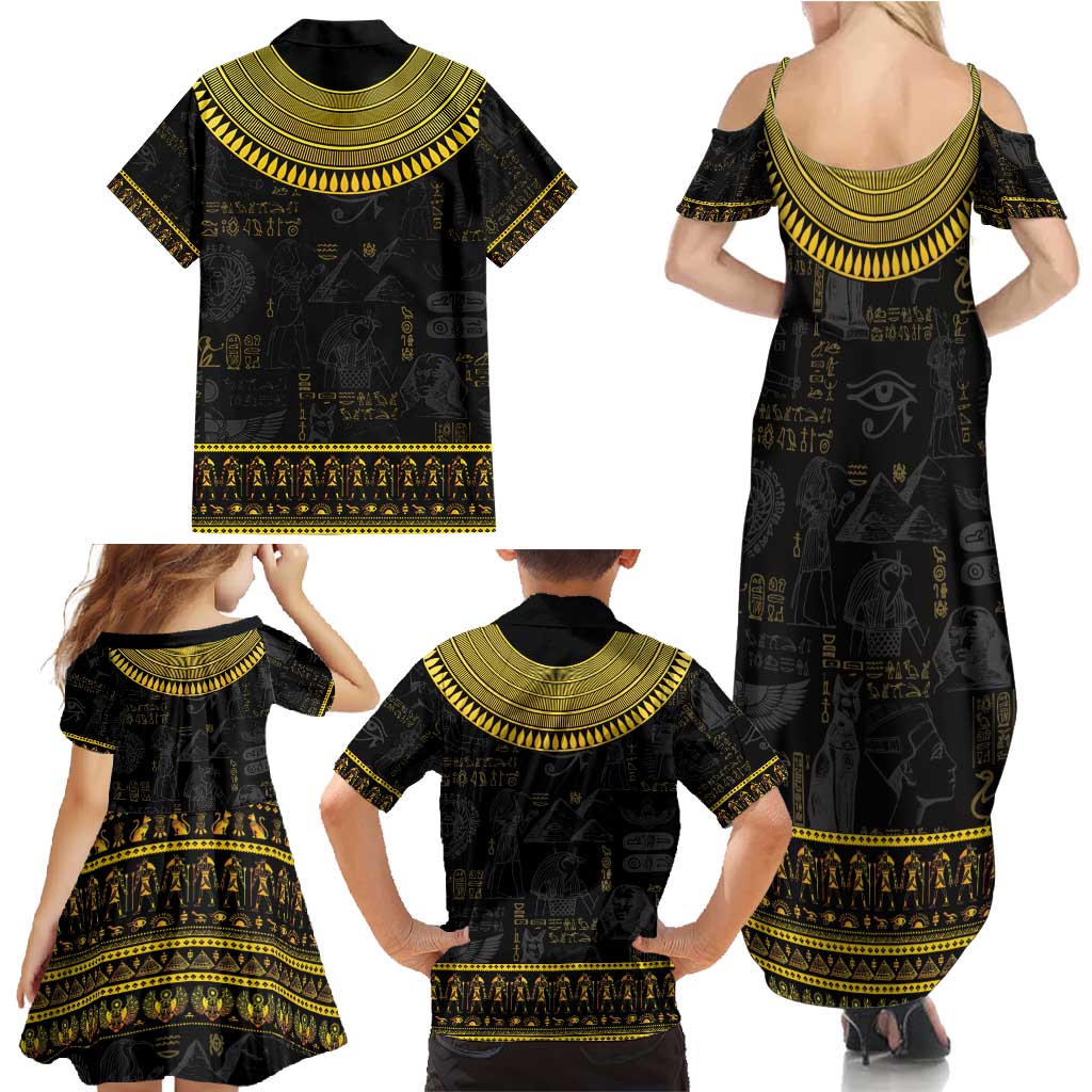 The Ankh Egyptian Hieroglyphs Family Matching Summer Maxi Dress and Hawaiian Shirt - Wonder Print Shop