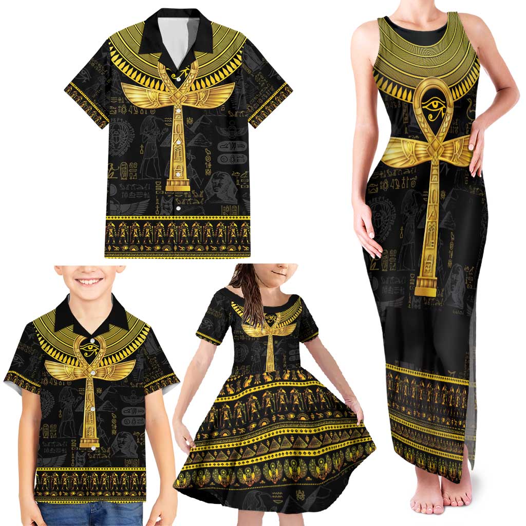 The Ankh Egyptian Hieroglyphs Family Matching Tank Maxi Dress and Hawaiian Shirt - Wonder Print Shop
