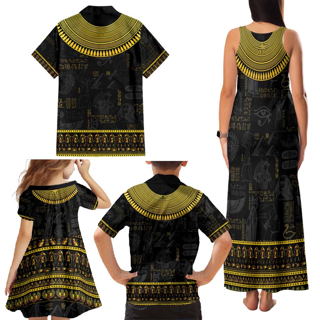 The Ankh Egyptian Hieroglyphs Family Matching Tank Maxi Dress and Hawaiian Shirt - Wonder Print Shop