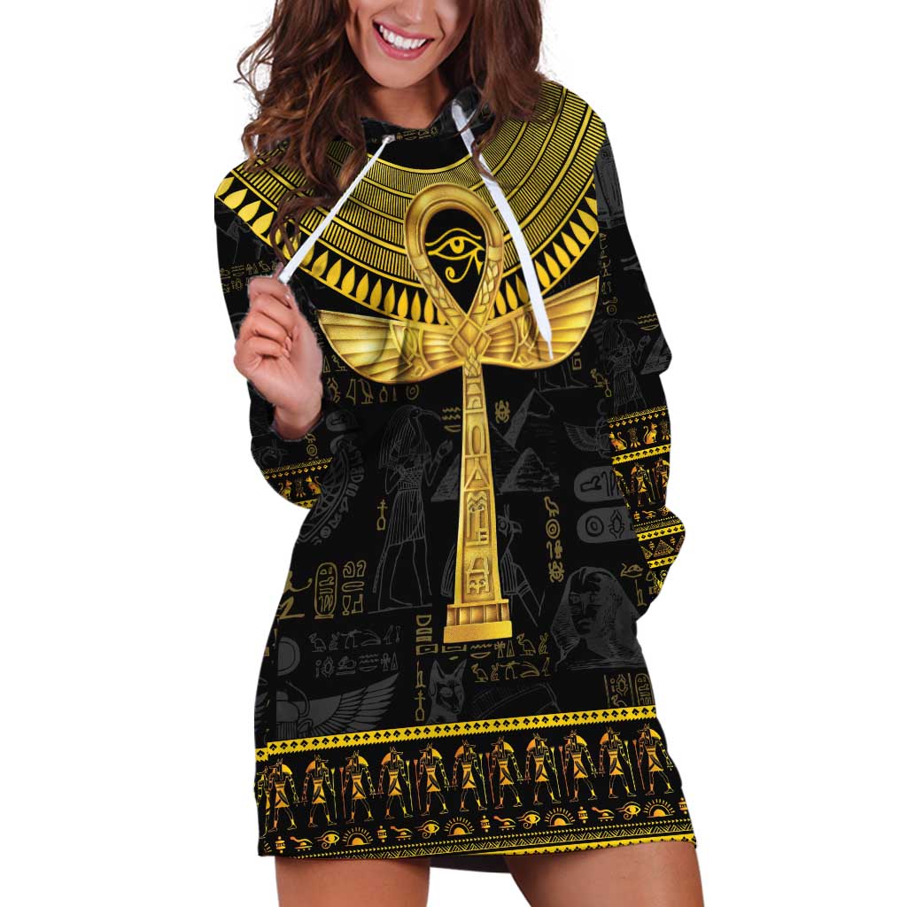 The Ankh Egyptian Hieroglyphs Hoodie Dress - Wonder Print Shop