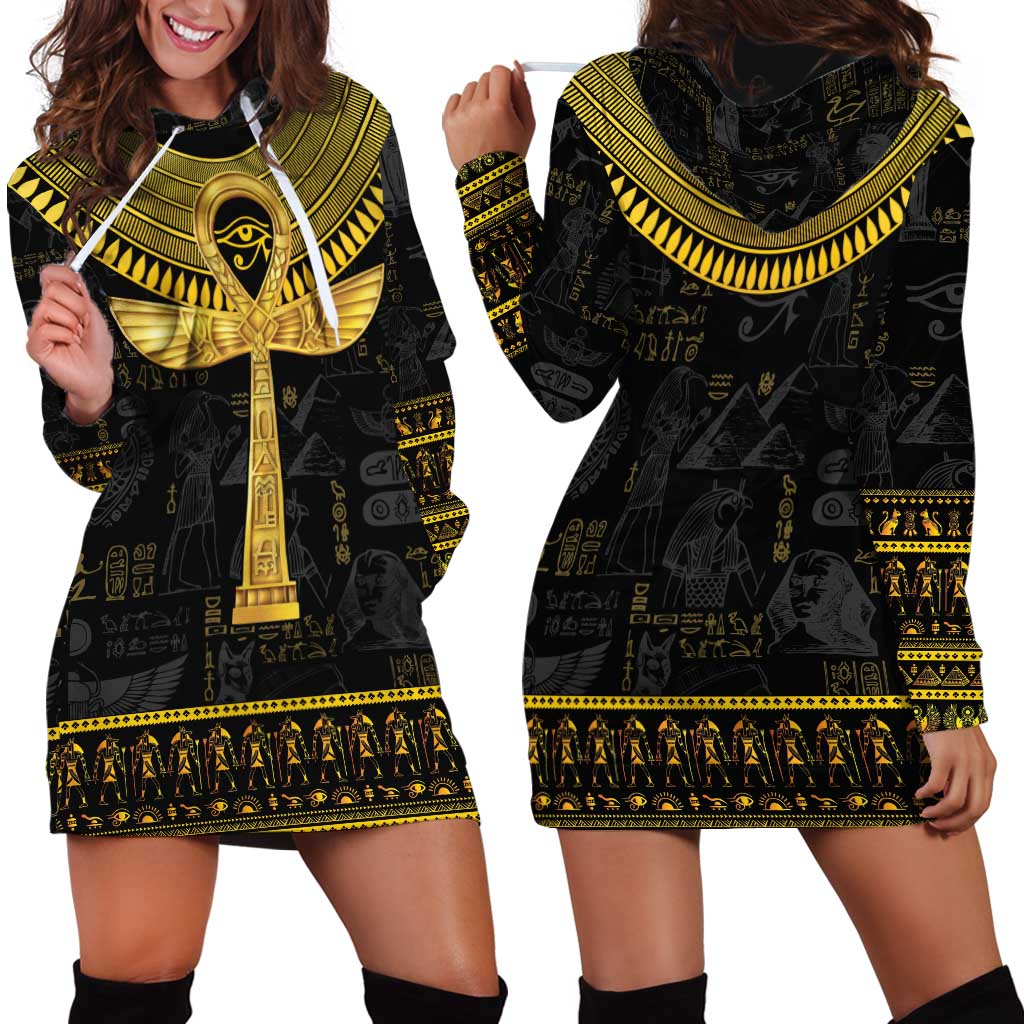 The Ankh Egyptian Hieroglyphs Hoodie Dress - Wonder Print Shop