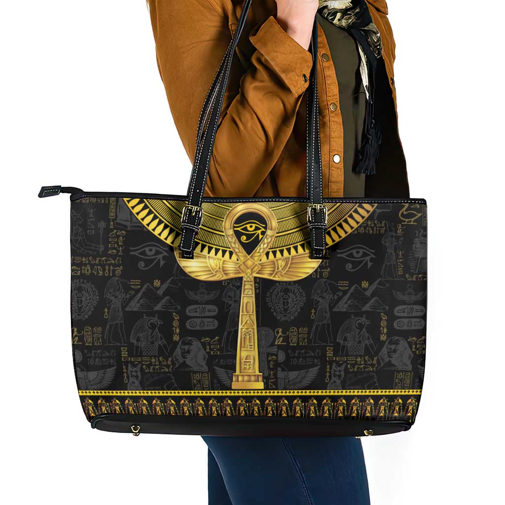 The Ankh Egyptian Hieroglyphs Leather Tote Bag - Wonder Print Shop