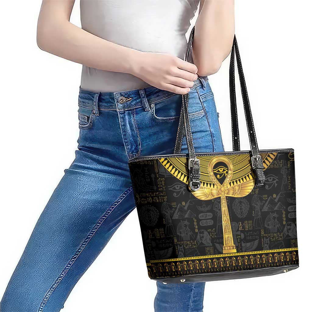 The Ankh Egyptian Hieroglyphs Leather Tote Bag - Wonder Print Shop