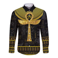 The Ankh Egyptian Hieroglyphs Long Sleeve Button Shirt - Wonder Print Shop