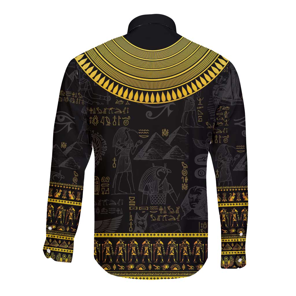 The Ankh Egyptian Hieroglyphs Long Sleeve Button Shirt - Wonder Print Shop