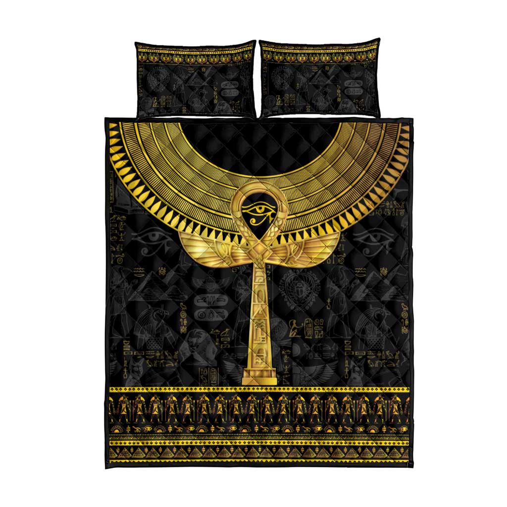 The Ankh Egyptian Hieroglyphs Quilt Bed Set - Wonder Print Shop