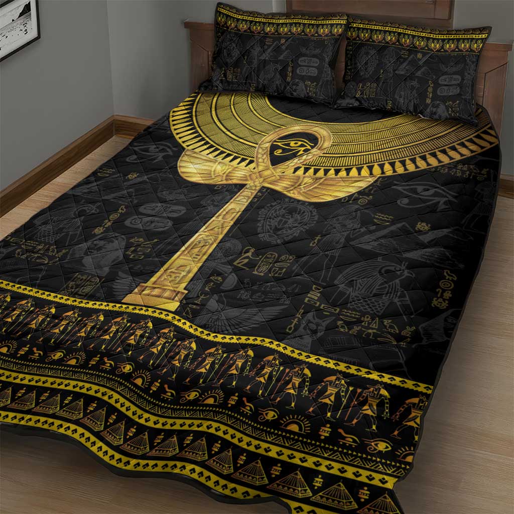 The Ankh Egyptian Hieroglyphs Quilt Bed Set - Wonder Print Shop
