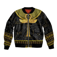 The Ankh Egyptian Hieroglyphs Sleeve Zip Bomber Jacket - Wonder Print Shop