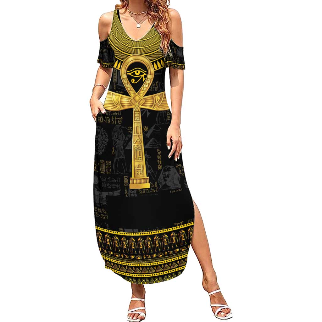 The Ankh Egyptian Hieroglyphs Summer Maxi Dress - Wonder Print Shop