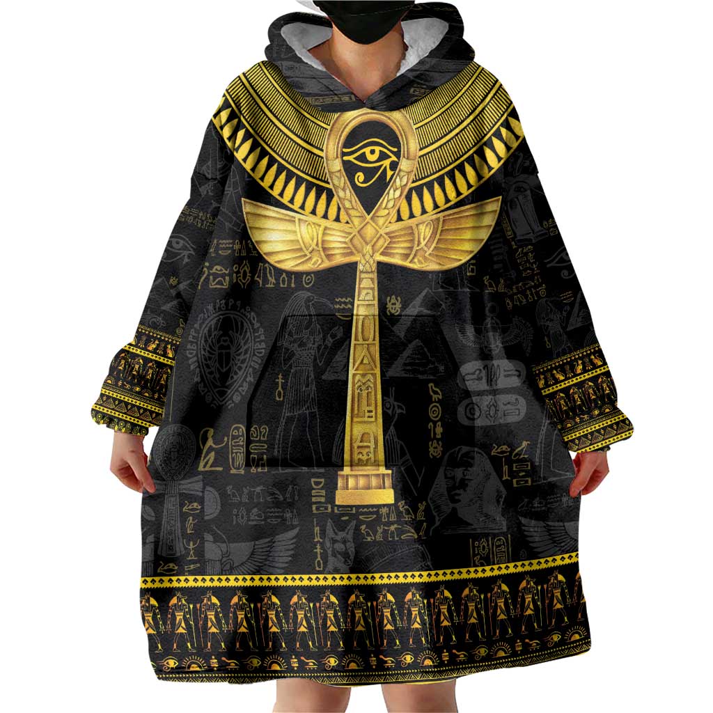 The Ankh Egyptian Hieroglyphs Wearable Blanket Hoodie - Wonder Print Shop