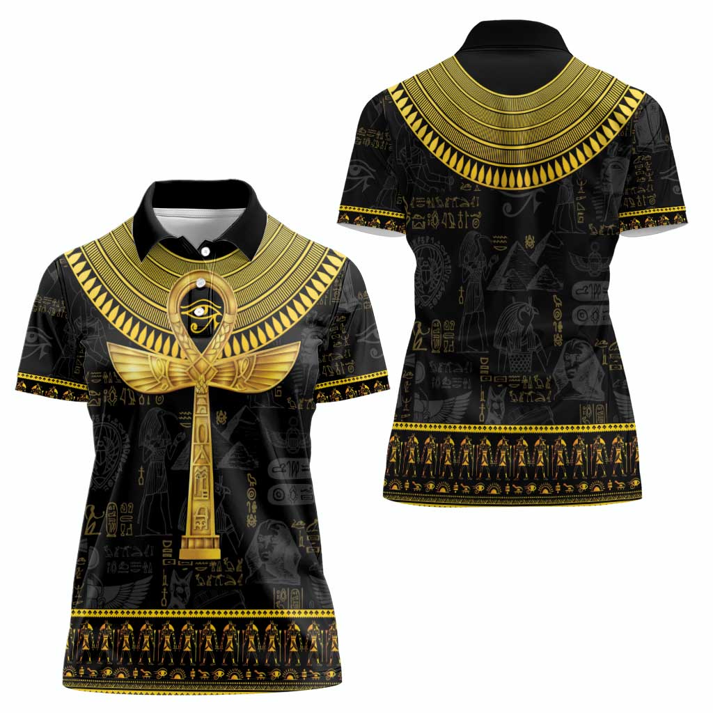 The Ankh Egyptian Hieroglyphs Women Polo Shirt - Wonder Print Shop