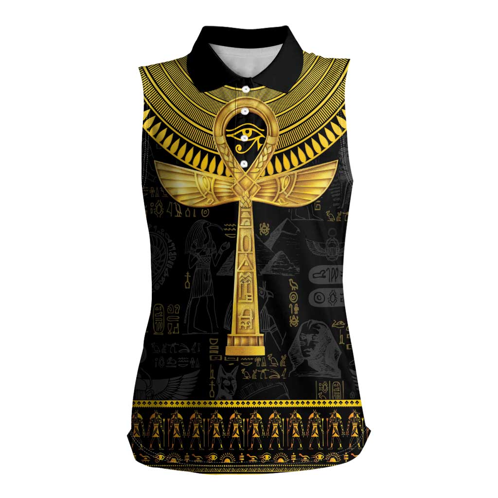 The Ankh Egyptian Hieroglyphs Women Sleeveless Polo Shirt - Wonder Print Shop