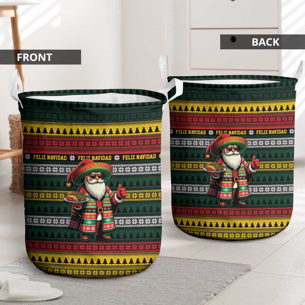 Mexican Santa Sombrero Laundry Basket Feliz Navidad Mexico - Wonder Print Shop