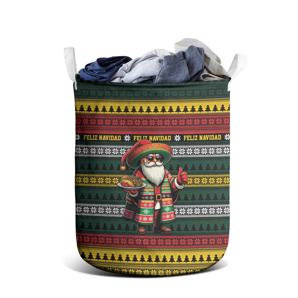 Mexican Santa Sombrero Laundry Basket Feliz Navidad Mexico - Wonder Print Shop